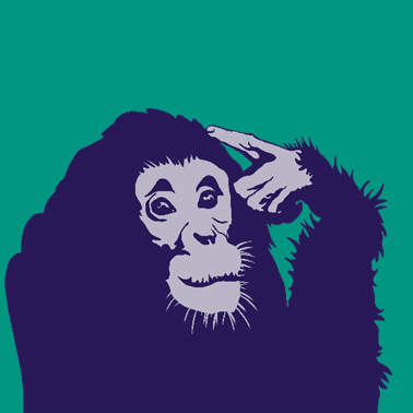 Affe auf grünem Hintergrund