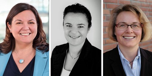 Porträtfotos der Professorinnen Dr.-Ing. Irina Mazilu-Eyaz, Dr. Janin Schneider und Dr. Tatjana Steusloff