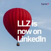 Ein roter Heißluftballon schwebt am Himmel. Darunter steht in großer Schrift: "LLZ ist jetzt auf LinkedIn."