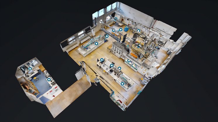 Video-Link Thumbnail: Zeigt eine Übersicht eines Matterport-basierten Science Spaces 3D Ansicht