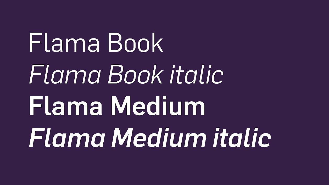 Die Schriftschnitte der Schriftart Flama Die Schriftschnitte der Schriftart Flama