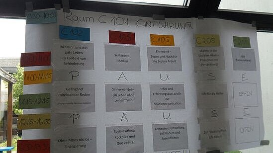 Der Plan des Tages für verschiedene Uhrzeiten und Räume