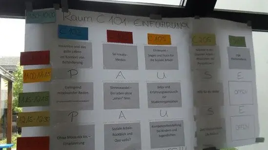 Der Plan des Tages für verschiedene Uhrzeiten und Räume