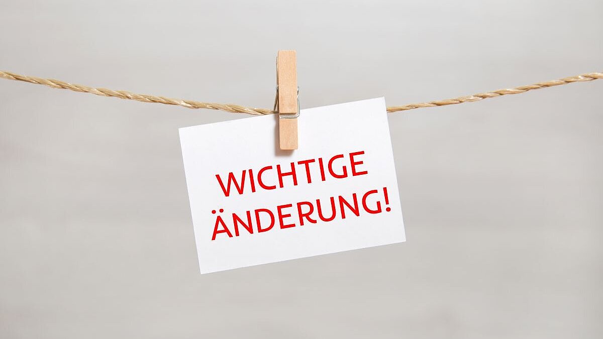 Schild Wichtige Änderung