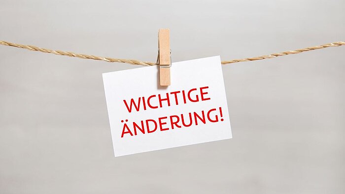 Schild Wichtige Änderung