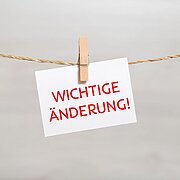 Schild Wichtige Änderung