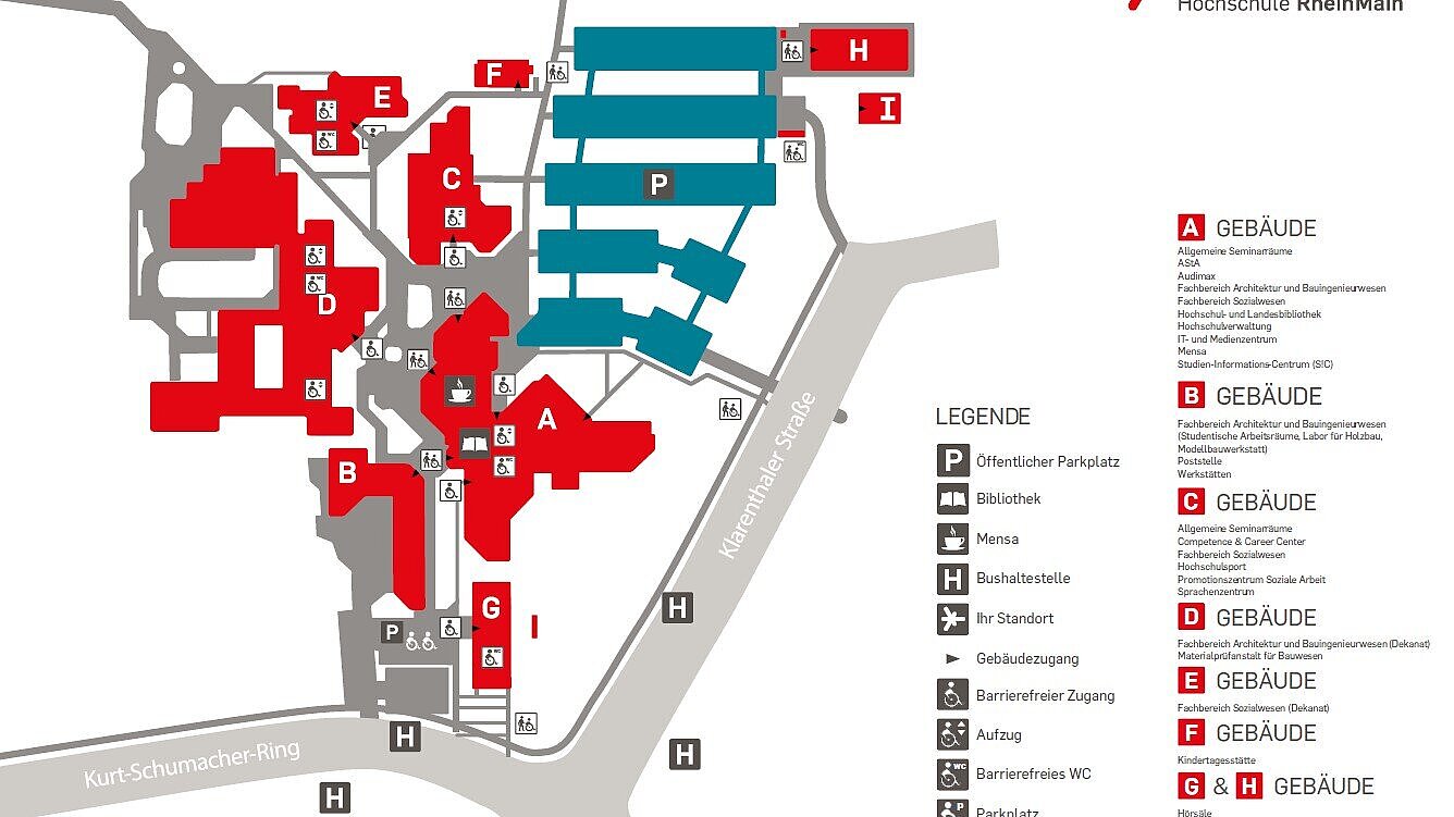 Campusplan Kurt-Schumacher Ring 18, Wiesbaden Campusplan Kurt Schuhmacher Ring