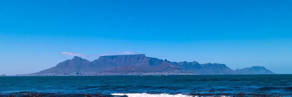 Panorama von Kapstadt von Robben Island aus fotografiert