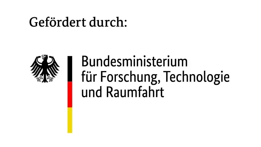 Textalternative: Das Bild enthält den Text "Gefördert durch:" gefolgt vom Logo des Bundesministeriums für Forschung, Technologie und Raumfahrt. Darunter steht der volle Name des Ministeriums in Schriftform.