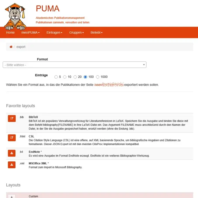 Export-Liste PUMA