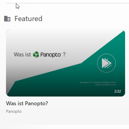 Panopto Oberfläche