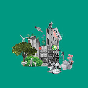 Collage einer klimafreundlichen Stadt