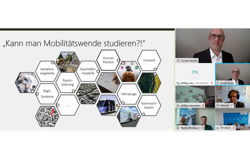 Prof. Dr. Bruns erklärt, welche Elemente zum Studium für eine Mobilitätswende gehören. © Hochschule RheinMain