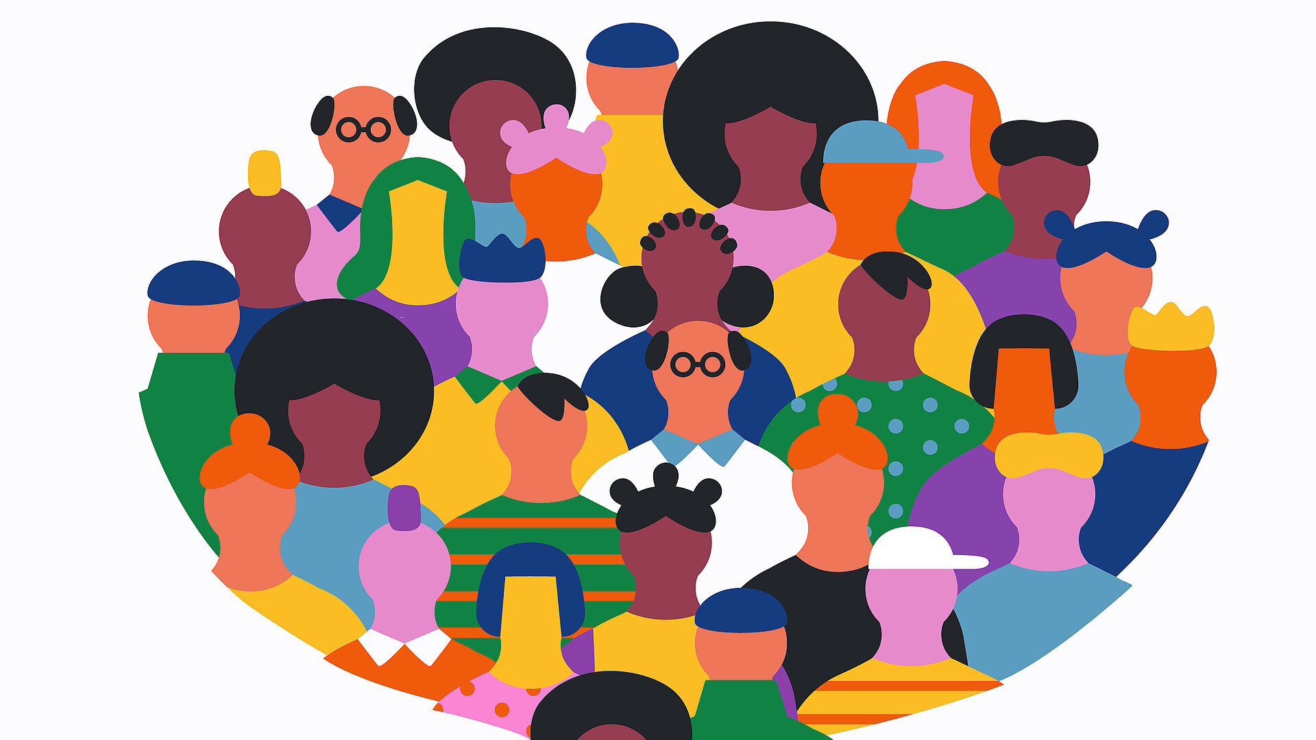Diversität als Sprechblase Diverse Menschen als Sprechblase angeordnet