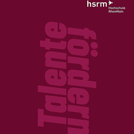 vertikaler Schriftzug Talente fördern auf auberginenfarbenen Hintergrund