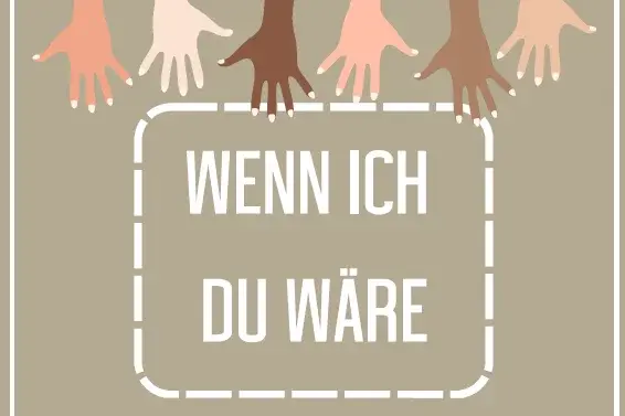 Sechs Hände von oben und unten, die ins Bild hinein reichen, Text in der Mitte über das Spiel