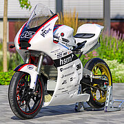 Das selbstgebaute Rennmotorrad von RheinVolt Motorsport