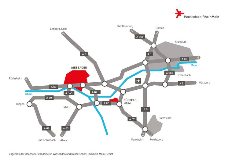 Directions and map of RheinMain University of Applied Sciences campuses