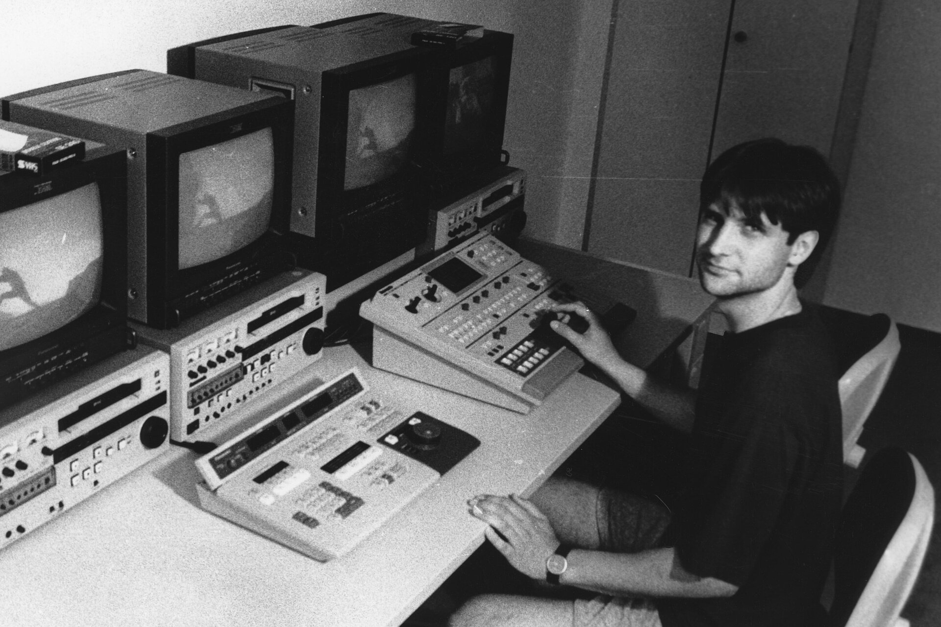Student in video editing