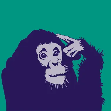 Affe auf grünem Hintergrund