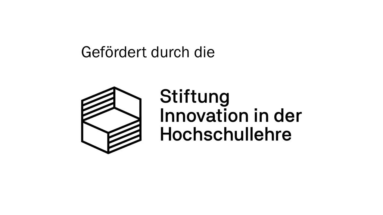 Logo der Stiftung Innovation in der Hochschullehre. Darüber steht der Text "Gefördert durch die".