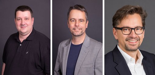 Das neue Leitung des Fachbereichs Design Informatik Medien: Prof. Dr. Ralf Dörner, Prof. Dr. Martin Gergeleit und Prof. Dr. Stephan Böhm (v.l.n.r.).