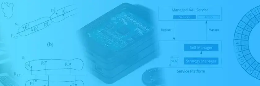 Das Bild zeigt eine collageartige Anordnung von verschiedenen Datenvisualisierungen und Diagrammen. Zu sehen sind technische Zeichnungen, ein Gerät in Form eines Gehäuses sowie schematische Darstellungen von Managementprozessen. Der Hintergrund ist in sanften Blautönen gehalten.