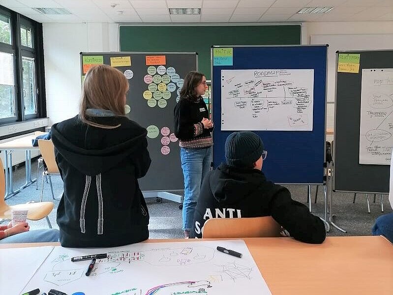 Die Ergebnisse werden auf Plakaten präsentiert