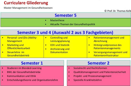 Curriculum Master-Studiengang Management im Gesundheitswesen