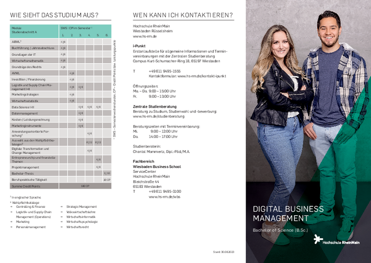 Studiengangsflyer Bachelor Digital Business Management