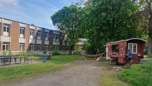 Der Wanderschäferwagen am Kinderneurologischen Zentrum Mainz