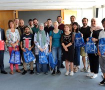 Oberbürgermeister Udo Bausch, Prof. Dr. Ulrike Stadtmüller sowie Teilnehmerinnen und Teilnehmer der Summer School