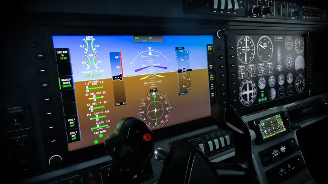 Flightdeck des Flugsimulators AL250