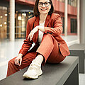 Prof. Dr. Marion Koelle Prof. Dr. Marion Koelle sits on a bench and smiles into the camera