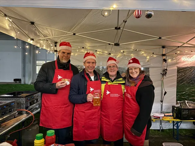 Das Führungsquartett des Fachbereichs: Prodekanin Ulrike Stadtmüller, Prodekan Peter Dannenmann, Dekan Christian Glockner und Studiendekan Daniel Münstermann (v. r.)