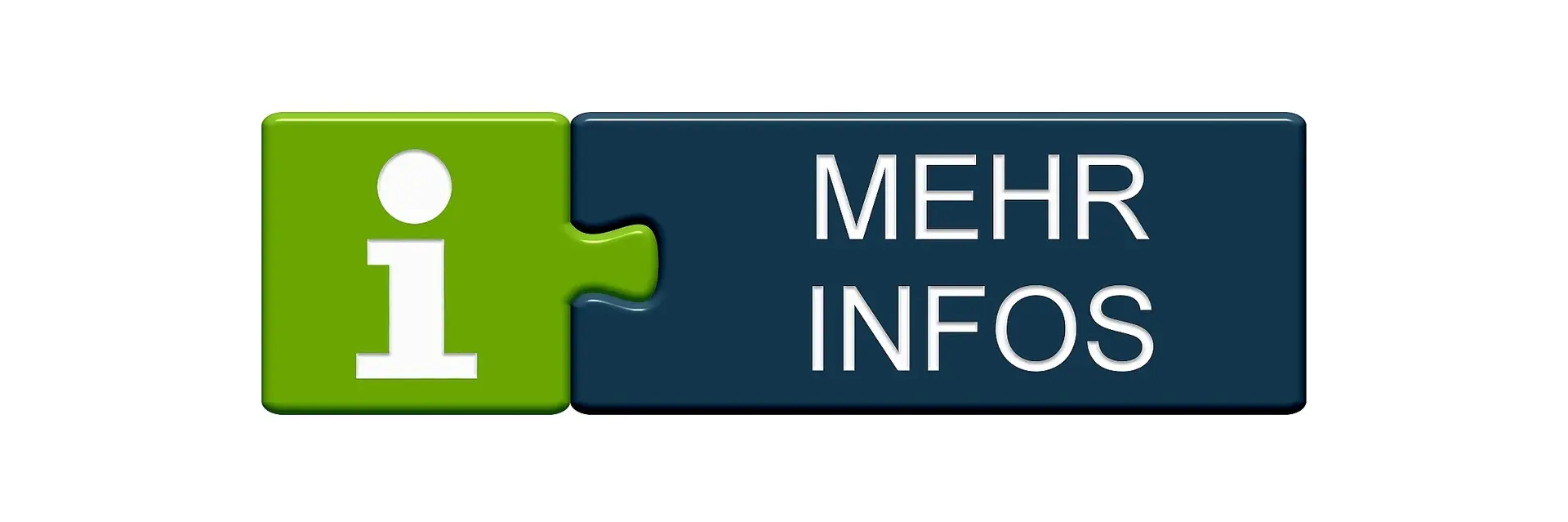 Grünes Puzzlestück mit einem weißen Informationssymbol und der Aufschrift "MEHR INFOS" auf einem blauen Hintergrund. Das Bild signalisiert, dass zusätzliche Informationen verfügbar sind.
