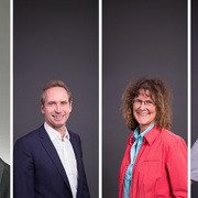 Vier Porträtfotos von Prof. Dr. Daniel Münstermann, Prof. Dr.-Ing. Christian Glockner, Prof. Dr. rer. nat. habil. Ulrike Stadtmüller, Prof. Dr. rer. nat. Peter Dannenmann