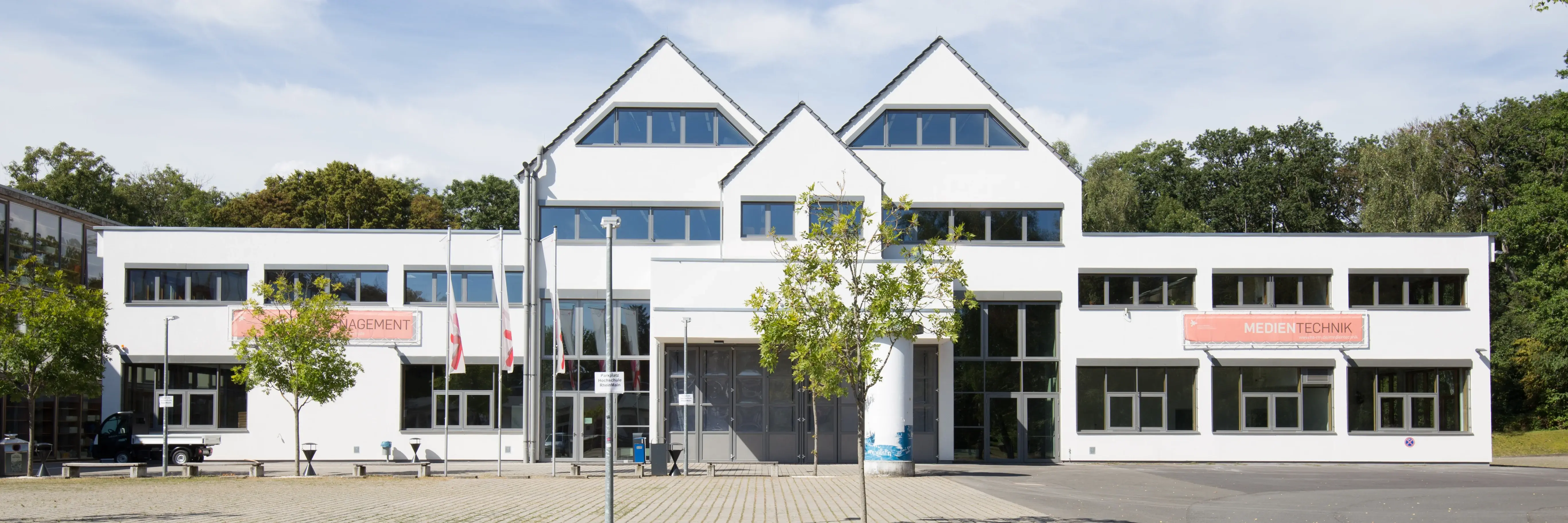 HSRM Gebäude B Hochschule RheinMain Ansicht Gebäude B – Campus Unter den Eichen