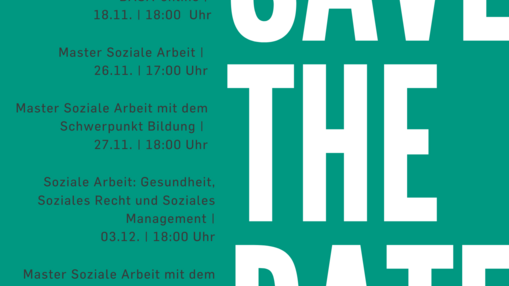 save the Date Plakat für die Infoveranstaltung zu den Studiengängen des Bereichs Sozialwesen 