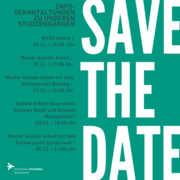 save the Date Plakat für die Infoveranstaltung zu den Studiengängen des Bereichs Sozialwesen 